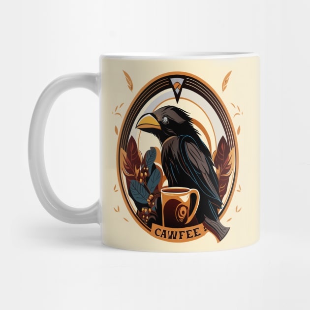 "Cawfee" crow and coffee by MusicianCatsClub